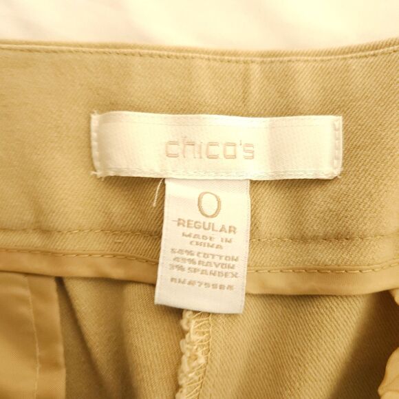 Chico's 0R Womens 4R 32x30 Beige Side Zip Cotton Rayon Blend Pants - Picture 3 of 6
